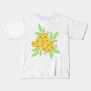 Vintage hydrangea flowers botanical design in yellow and red Kids T-Shirt